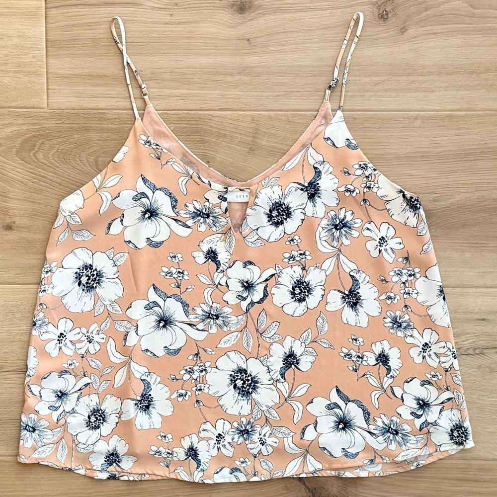 Lush Peach and White Floral Camisole